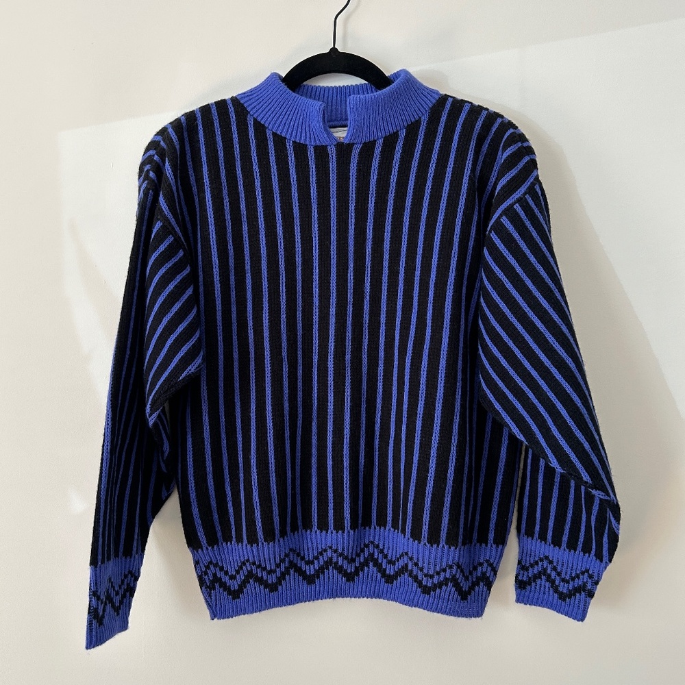 Fortune Knits, Inc. Purple and Black Striped Sweater